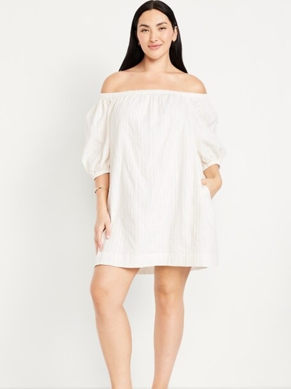 Old Navy Cream Off-the-Shoulder Double Layered Mini Dress Size XL